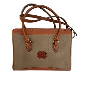 Vintage Dooney & Bourke All Weather Leather Handbag Pebbled Saddle Tan USA
